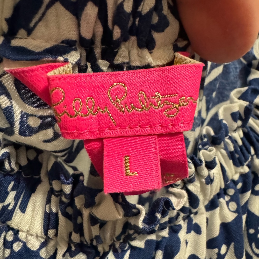 Lilly Pulitzer Nevie Off-The-Shoulder Top Oyster Bay Blue Krillin It - Picture 5 of 7